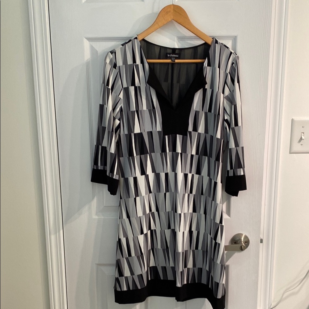 Le Chateau Dress Geometric Black and White, Tunic Style, size XL, Plus size,